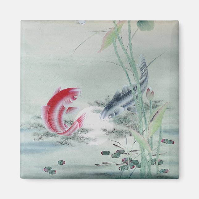Koi Fish with Lotus Magnet (Front)