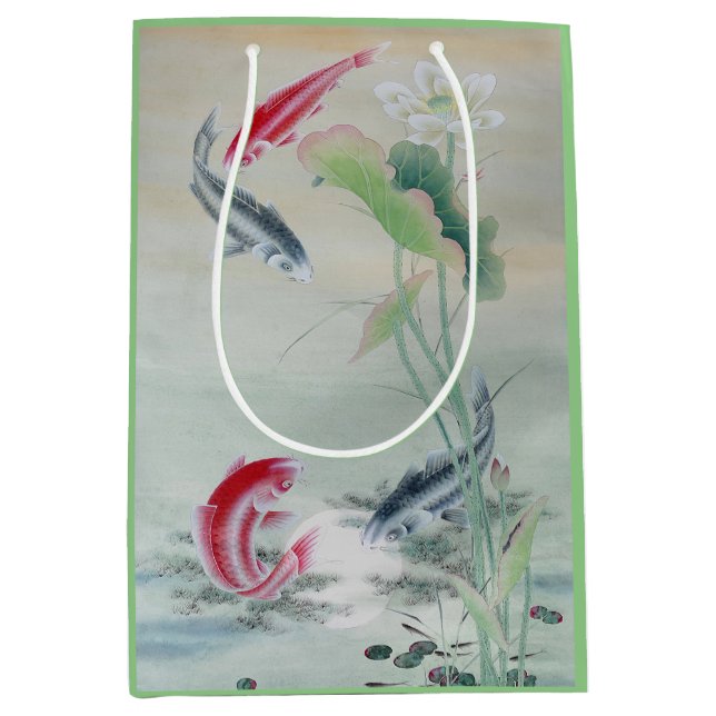 Koi Fish with Lotus  Medium Gift Bag (Front)