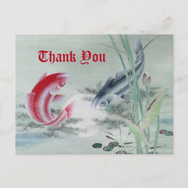 Koi Fish with Lotus  Postcard (Front)