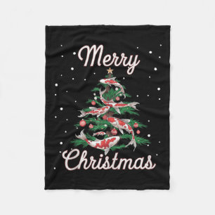 Koi Fish Xmas Tree Koi Carp Christmas Tree  Fleece Blanket