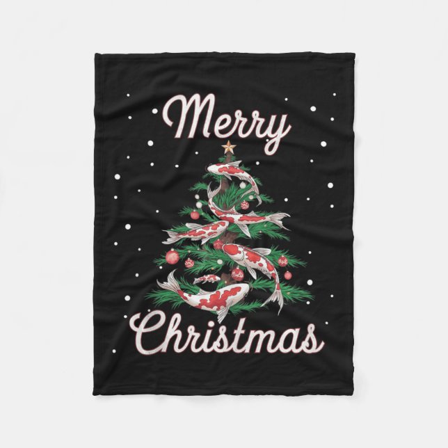 Koi Fish Xmas Tree Koi Carp Christmas Tree  Fleece Blanket (Front)