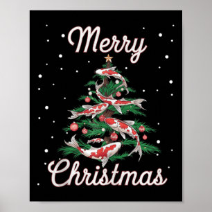 Koi Fish Xmas Tree Koi Carp Christmas Tree  Poster