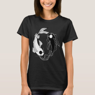 Koi Fish Ying Yang Black and White T-Shirt