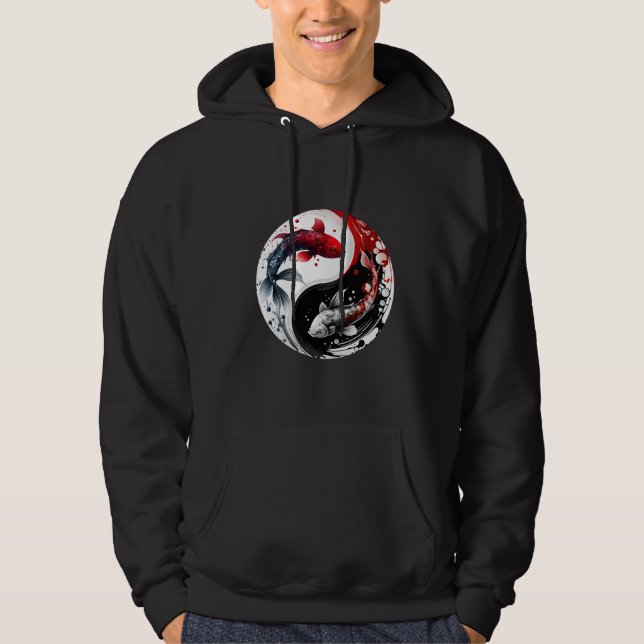 Koi Fish, Ying Yang Symbolic Hoodie (Front)