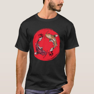 koi fish ying yang with bamboo tees  Japanese Flag