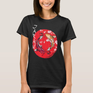 Koi Fish Ying Yangjapanese Flag Japan  Cherry Blos T-Shirt