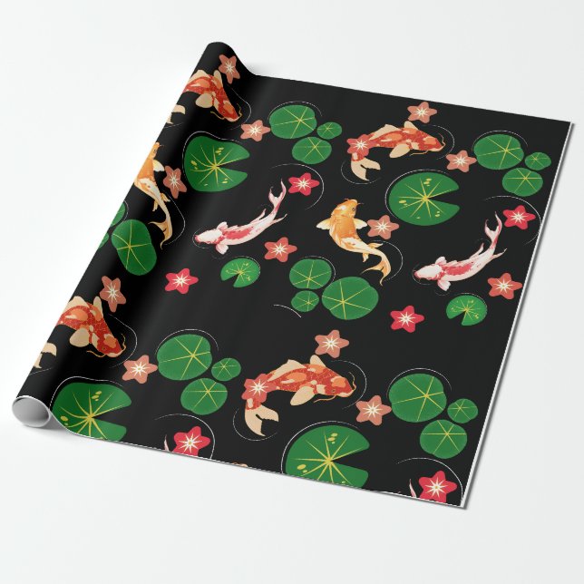 koi fishes wrapping paper (Unrolled)