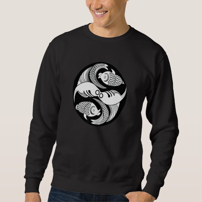 Koi Fishes Yin Yang Symbol Japanese Carp Fish Whit Sweatshirt (Front)