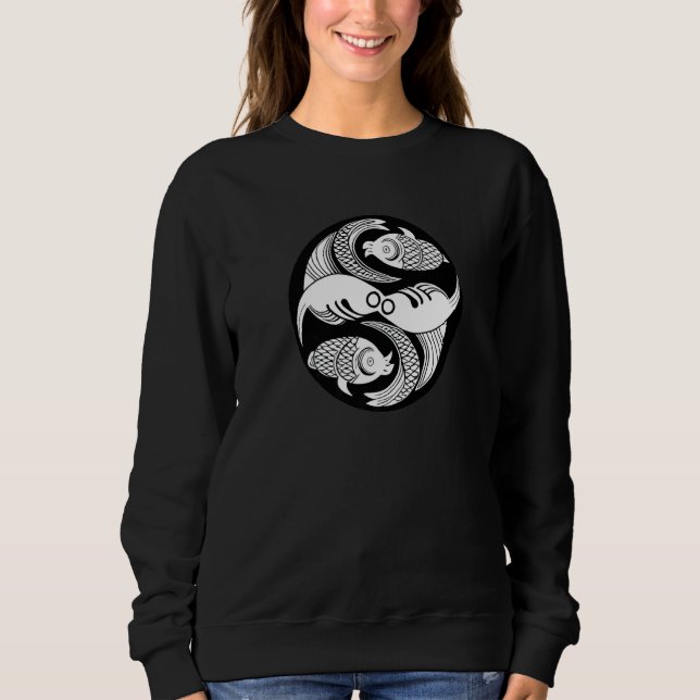 Koi Fishes Yin Yang Symbol Japanese Carp Fish Whit Sweatshirt (Front)