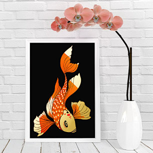 Koi Gold Fish Foil Prints