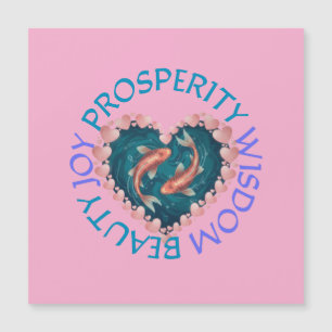 Koi good fortune pink and turquoise magnetic card