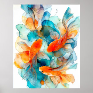 Koi in Flow Poster