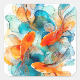 Koi in Flow Square Sticker