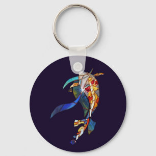 Koi in Space Glass Art Modern Keychain right