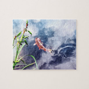 Koi in Swirling Water Jigsaw Puzzle