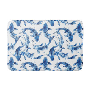 Koi indigo shibori bath mat