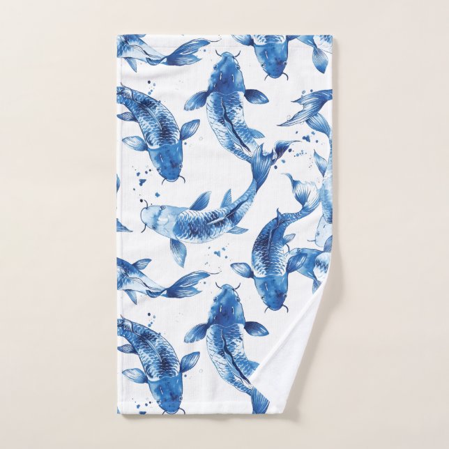 Koi indigo shibori pattern hand towel (Hand Towel)