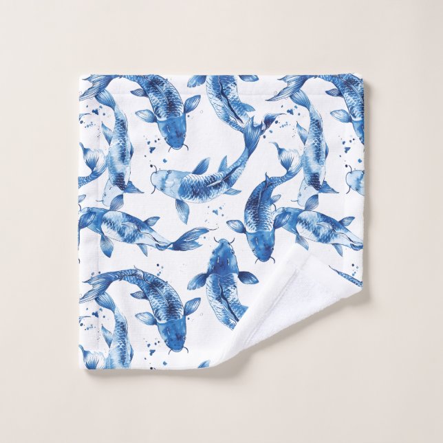 Koi indigo shibori pattern wash cloth (Wash Cloth)