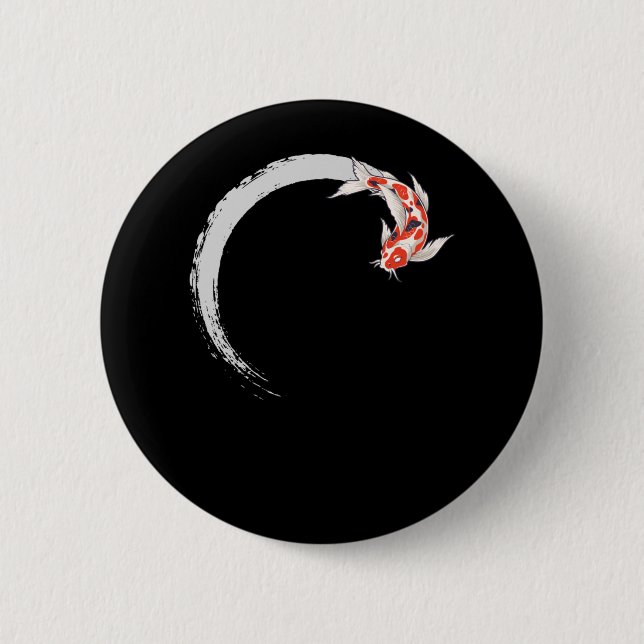 Koi Japanese Enso Circle Carp Fish 6 Cm Round Badge (Front)