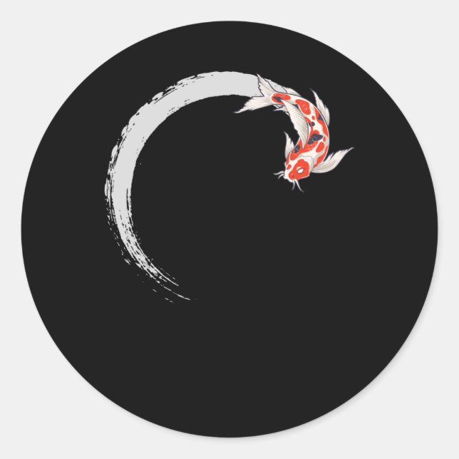 Koi Japanese Enso Circle Carp Fish Classic Round Sticker (Front)