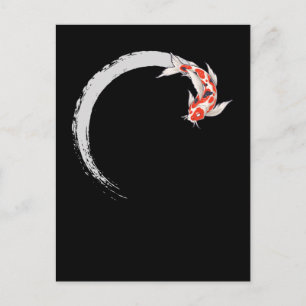 Koi Japanese Enso Circle Carp Fish Postcard