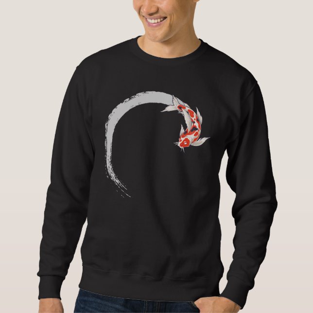 Koi Japanese Enso Circle Carp Fish Sweatshirt (Front)