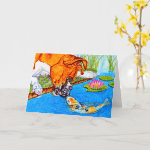 Koi Kiss Boxer Dog Illustration Card