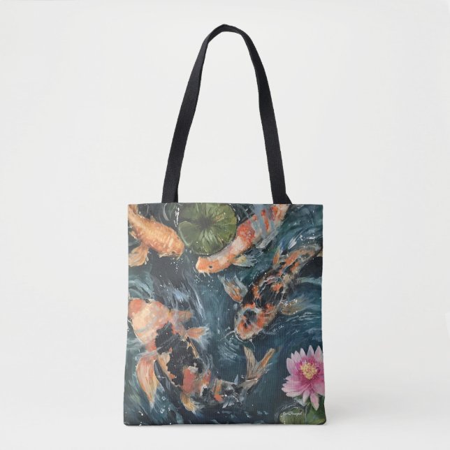 Koi Lotus Art All Over Print Tote (Front)