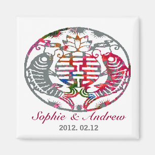 Koi Love Double Happiness Oriental Wedding Magnet