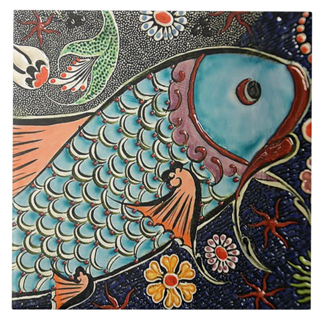 Koi Mosaic Ceramic Tile (Front)