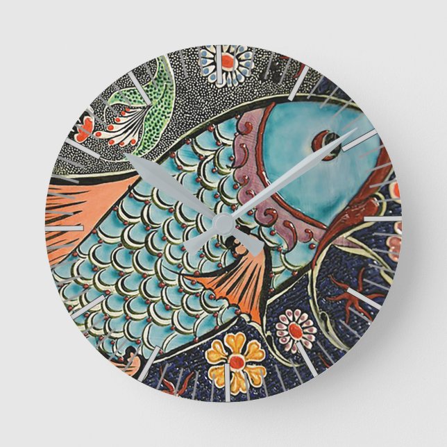 Koi Mosaic Round Clock (Front)