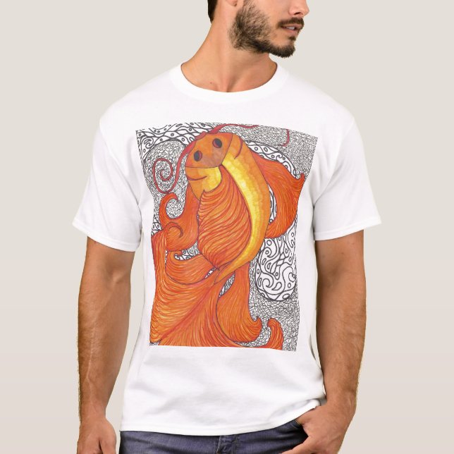 Koi On Black And White T-Shirt (Front)