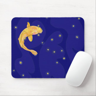 Koi on Dark Blue Mouse Pad