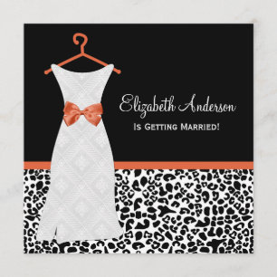 Koi Orange Gown Leopard PrintBridal Shower Invitation