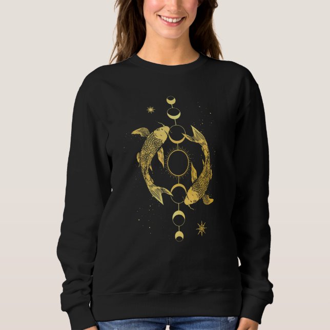 Koi Outfit Ying Yang Carp Sun Moon Phase Japan Sty Sweatshirt (Front)