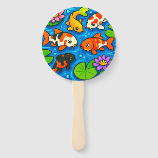 Koi Pond Art Hand Fan