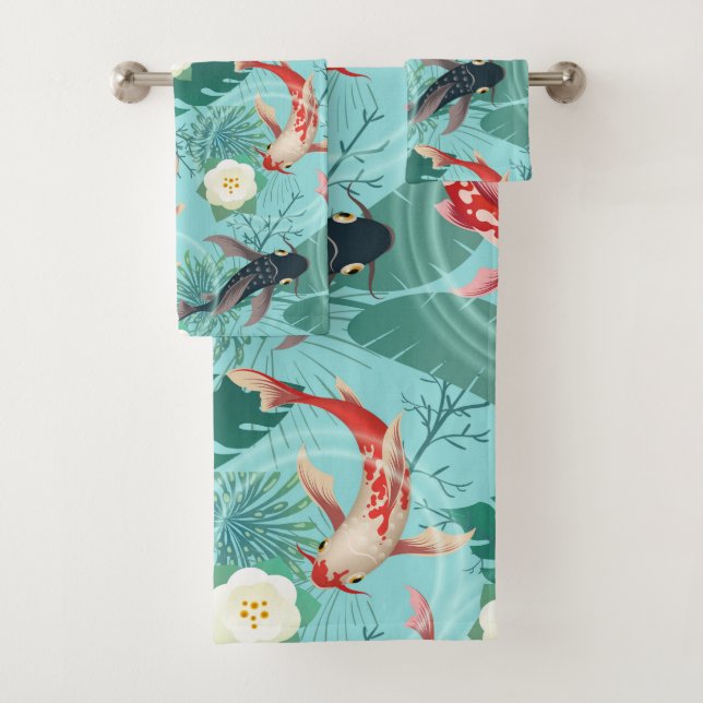 Koi Pond Bath Towel Set (Insitu)