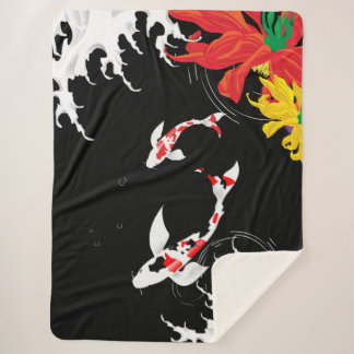 Koi Pond - black - Japanese Design Blanket