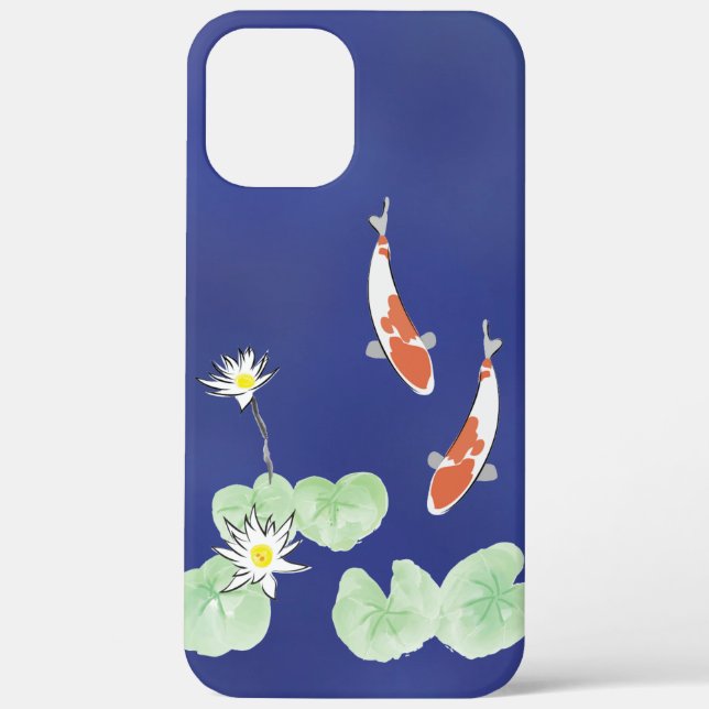 Koi Pond Blue iPhone 12 Pro Max Case (Back)