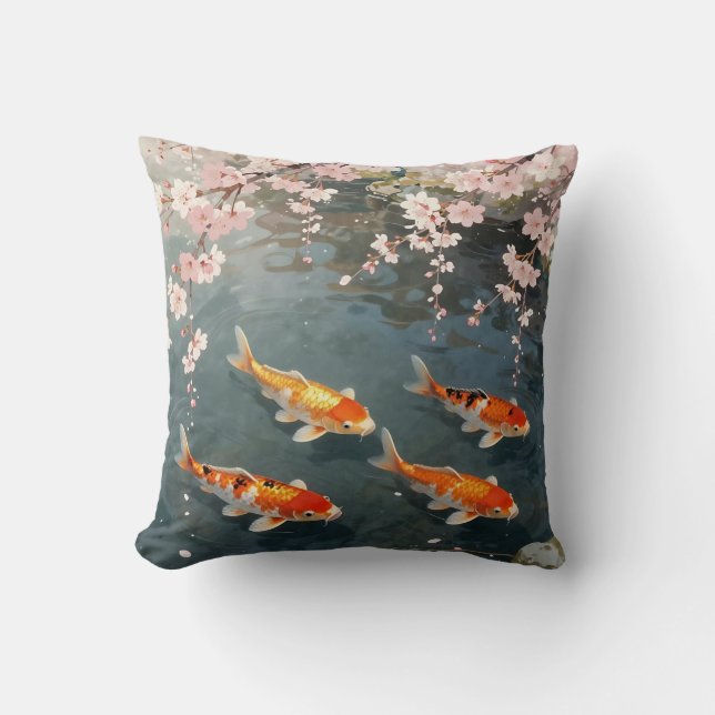 Koi Pond Cherry Blossom Serenity Cushion (Front)