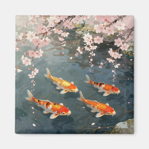 Koi Pond Cherry Blossom Serenity Magnet