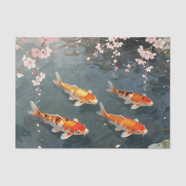 Koi Pond Cherry Blossom Serenity Tissue Paper (Front)