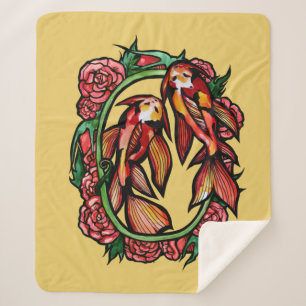 Koi Pond Fish Art Japanese Koi Ponds               Sherpa Blanket