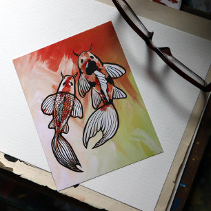 Koi Pond Fish Artwork                              Postcard
