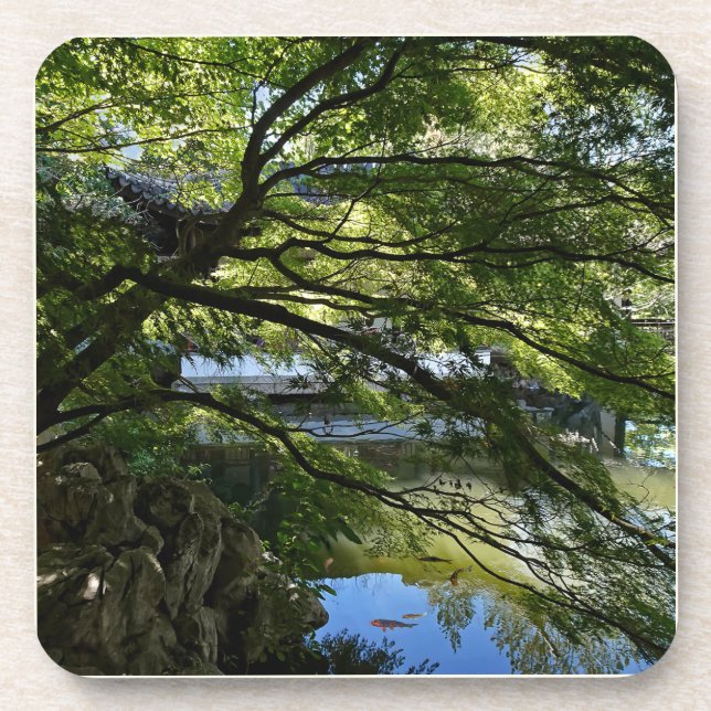 Koi Pond in Chinese Garden Coaster (Front)
