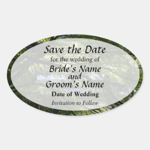 Koi Pond in Chinese Garden Save the Date Oval Sticker