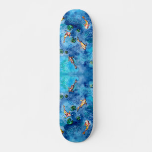 Koi Pond in the Rain Skateboard