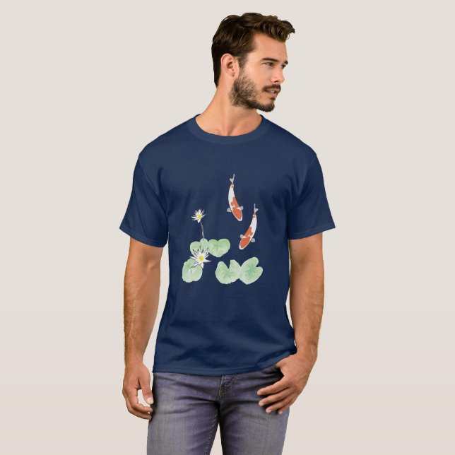 Koi Pond Men's Dark Blue Tshirt (Front Full)