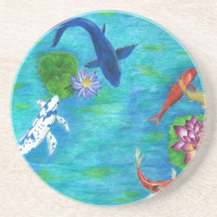 Koi pond original coaster