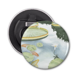 Koi Pond Reflection with Fish and Lilies Bottle Opener